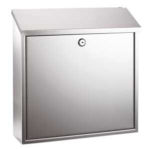 Briefkasten, Einwurf oben, mit Abdeckung, Edelstahl rostfrei, (L/B/H) 36/36/10 cm