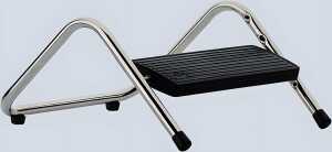 Fußstütze Tritty, Stahlrohrrahmen, glanzvernickelt, mit Gummifüßen & Schwarzer Trittplatte