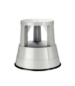 Rollhocker, Kunststoff, bruchfest, Lichtgrau, 3 absenkbare Gleitrollen, EN14183-F, TÜV/GS