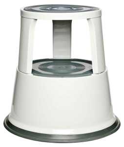 Rollhocker, Metall, Weiß, 3 absenkbare Gleitrollen, EN14183-F, TÜV/GS