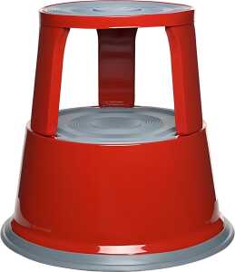 Rollhocker, Metall, Rot, 3 absenkbare Gleitrollen, EN14183-F, TÜV/GS