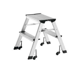 Alco Trittleiter mit Rollen Aluminium 2-stufig 43cm silber