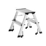 Trittleiter, 2-stufig, Aluminium, 4 Rollen,...