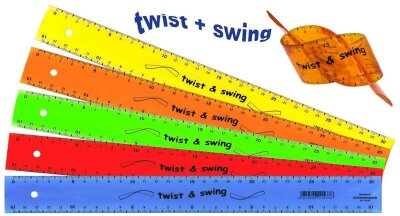 STDGRAPH Twist & Swing Lineal 30 cm 4x5 Farben sortiert in Hängetasche im Karton