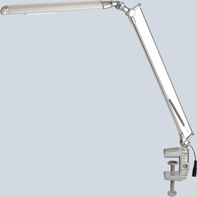 Alco LED-Tischleuchte, silberfarben, mit Tischklemme, Doppelgelenk,