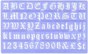 Standardgraph Schablone Zierschrift OLD ENGLISH groß/klein 30 mm, 257 x 155 mm