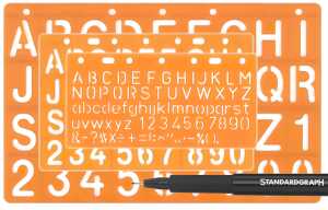 Standardgraph Schablonen Set mit 3 Schablonen und einen Fineliner 0,5 mm