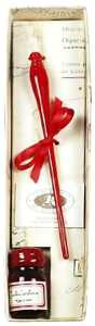 Rubinato Federhalter glatt aus Muranoglas mit Tinte 10 ml Rubinato-rot