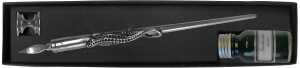 Rubinato Federhalter mit Eidechse 18 cm aus Zinn und 10 ml Tinte
