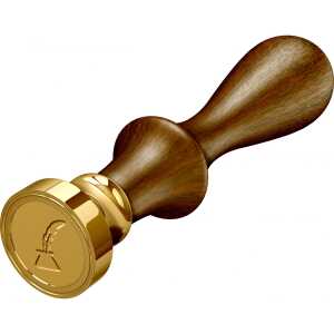 Rubinato Messingsiegel mit Holzgriff Schreibfeder Ø 20 mm, Größe 9,5 cm