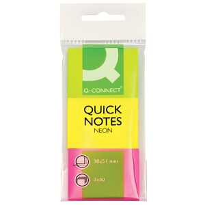 Q-Connect Haftmarker Neon - 38 x 51 mm, 3x 50 Streifen
