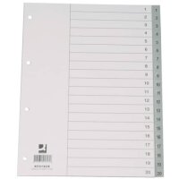 Q-Connect Zahlenregister - 1 - 20, PP, A4, 20 Blatt, grau