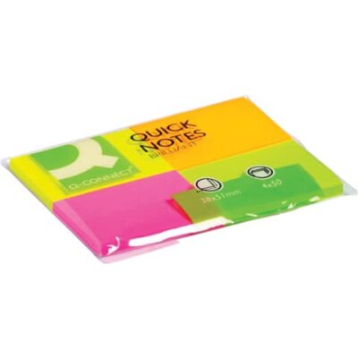 Q-Connect Haftnotizen Quick Notes - Brilliantfarben, 38 x 51 mm