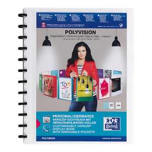 Ringmappe "polyvision" mit 20 PP-Hüllen 0,08 mm, Ring 19 mm, weiß