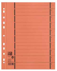 Trennblatt A4 mit Perforation, aus 250 g/m² Manilakarton (RC), orange