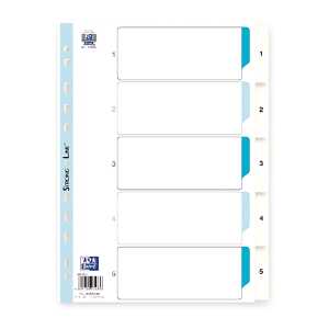 Register A4 0,15 mm PP-Folie, 1-5, 5 Blatt, weiß