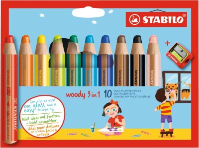 STABILO woody 3 in 1, 10er Etui mit Spitzer