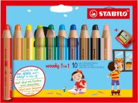 STABILO woody 3 in 1, 10er Etui mit Spitzer