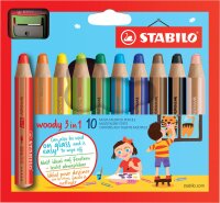 STABILO woody 3 in 1, 10er Etui mit Spitzer