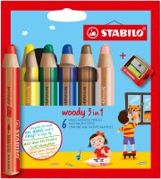 STABILO woody 3 in 1, 6er Etui mit Spitzer