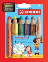 STABILO woody 3 in 1, 6er Etui mit Spitzer