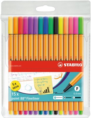 STABILO point 88 15er Etui inkl. 5 Neonfarben