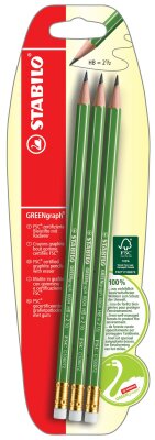 STABILO GREENgraph Bleistift mit Radierer 3er Blister