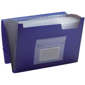 Q-Connect Fächermappe - 13 Taschen, 250 Blatt, PP, blau