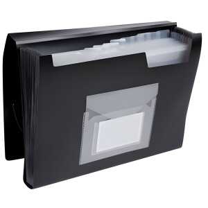 Q-Connect Fächermappe - 13 Taschen, 250 Blatt, PP, schwarz