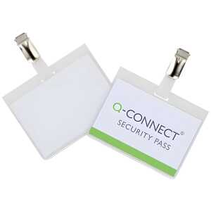 Q-Connect Namensschilder - mit Clip, geschlossen, 90 x 60 mm