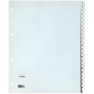 Register - A - Z, PP, ohne Index, A4 Überbreite, 24 Blatt, grau