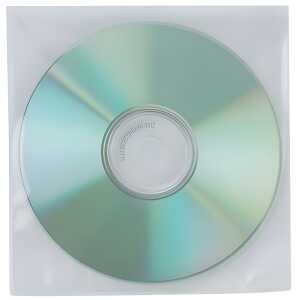 Q-Connect CD/DVD-Hüllen - Ungelocht, transparent, Packung mit 50 Stück