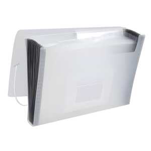 Q-Connect Fächermappe - 13 Taschen, 250 Bl PP, transluzent transparent