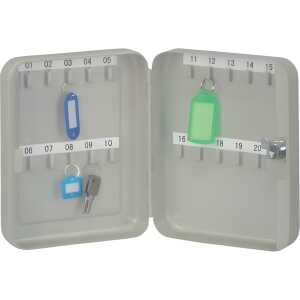 Q-Connect Schlüsselschrank Pearl - grey, 20 Haken, Zylinderschloss