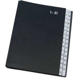 Q-Connect Pultordner Hartpappe - 1 - 31, 32 Fächer, Farbe schwarz