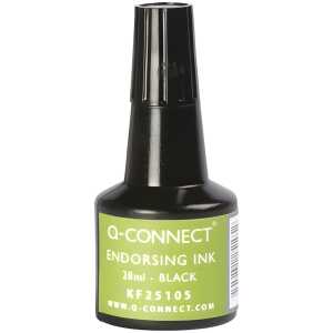 Q-Connect Stempelfarbe - ohne Öl, 28 ml, schwarz