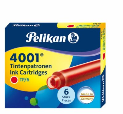 Pelikan Tintenpatrone 4001 TP/6 brill.-rot 6 Patronen in der Faltschachtel