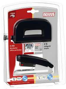 Novus Twinset Heftgerät E15/ Locher E 210 schwarz/grau, im Blister