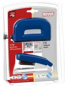 Novus Twinset Heftgerät E15/ Locher E 210 blau/grau, im Blister