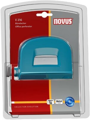 Novus Bürolocher E 216 fresh,bis 16 Blatt fresh petrol/grau, im Blister