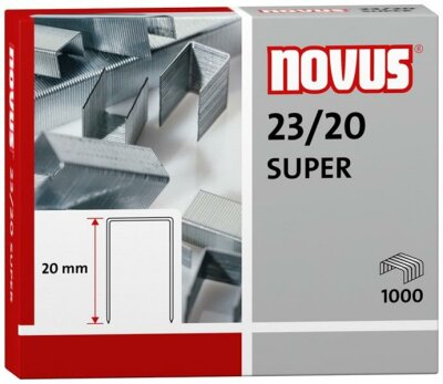 Novus Heftklammern 23/20 SUPER 1.000 Stück, Schenkellänge 20 mm