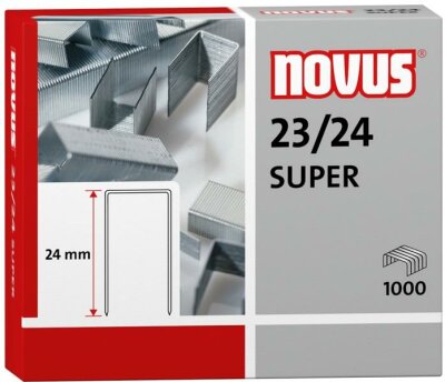 Novus Heftklammern 23/24 SUPER 1.000 Stück, Schenkellänge 24 mm