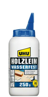 UHU Holzleim WASSERFEST D3 250g Flasche ohne Lösungsmittel