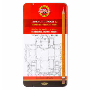 KOH Graphitstifte Gradation TECHNIC HB - 10H 12er M-Etui