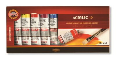 KOH Acrylfarben 10er Set - 10 x 40 ml / Tuben -