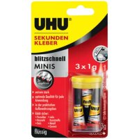 UHU SEKUNDENKLEBER blitzschnell MINIS 3x1g in...