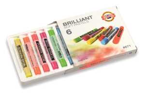KOH Pastellkreide rund weich 6er Pack neon-brillant fluor.
