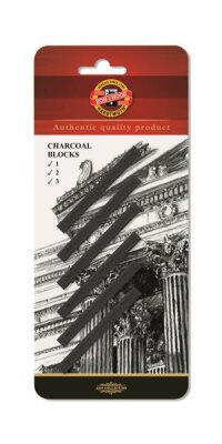 KOH Zeichenkohle KünstlicheKohle- Stäbchen , Schwarz - Härtegrad 1 , 2 , 3 - 6 Stück im Blister