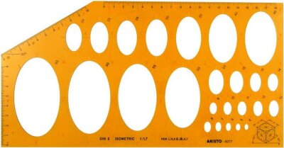 Aristo Ellipsenschablone Isometric DIN 5, 295 x 150 mm, 25 Ellipsen