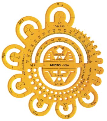 Aristo Abrundungsschablone Radien von 0.5-40 mm, Tuschekante